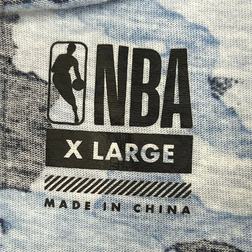 NBA T-Shirt Mens XL Blue Black Camo Cotton Blend Pullover Top Basketball‎ Casual